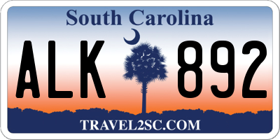 SC license plate ALK892
