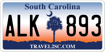 SC license plate ALK893