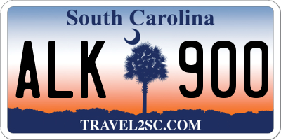 SC license plate ALK900