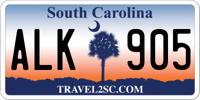 SC license plate ALK905