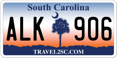 SC license plate ALK906