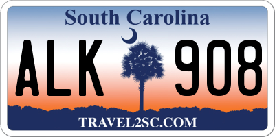 SC license plate ALK908