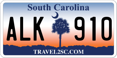 SC license plate ALK910