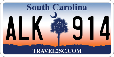 SC license plate ALK914