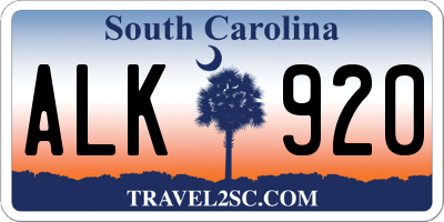 SC license plate ALK920