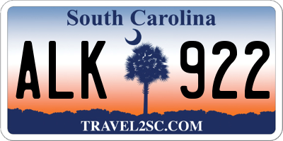 SC license plate ALK922