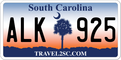 SC license plate ALK925
