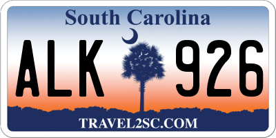 SC license plate ALK926