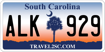 SC license plate ALK929