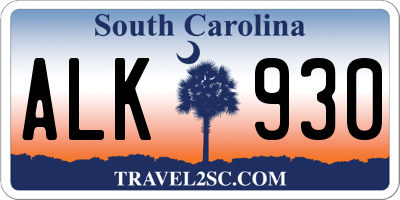 SC license plate ALK930