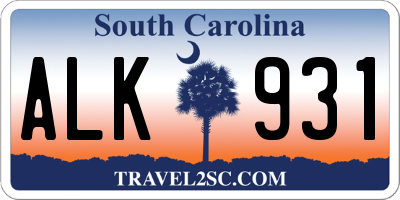 SC license plate ALK931