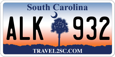 SC license plate ALK932