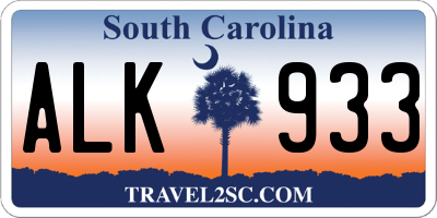 SC license plate ALK933