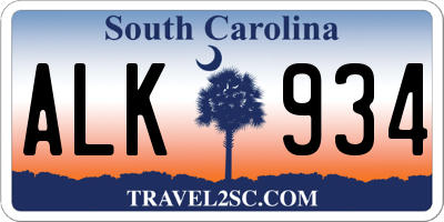 SC license plate ALK934