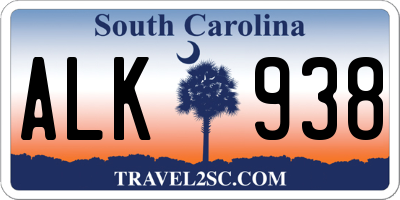 SC license plate ALK938