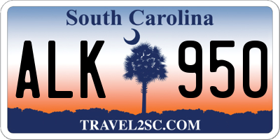 SC license plate ALK950