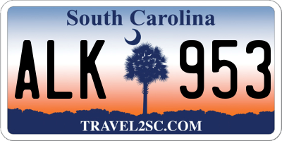 SC license plate ALK953