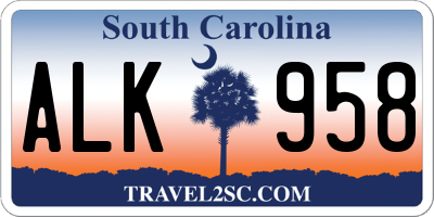 SC license plate ALK958