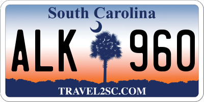 SC license plate ALK960