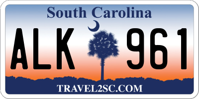 SC license plate ALK961