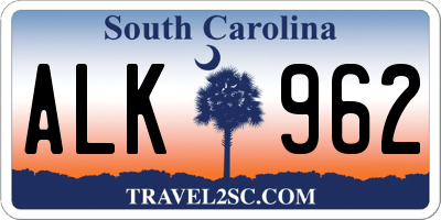 SC license plate ALK962