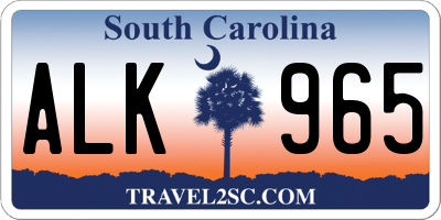 SC license plate ALK965