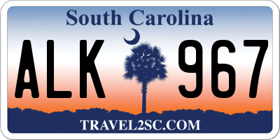 SC license plate ALK967