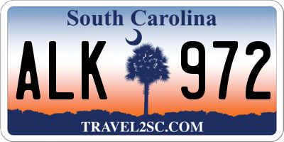 SC license plate ALK972