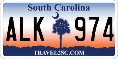 SC license plate ALK974