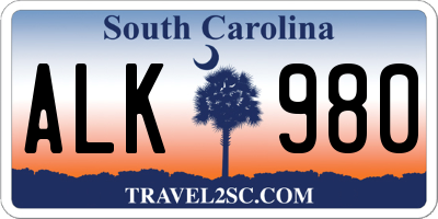 SC license plate ALK980