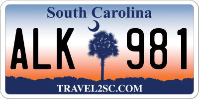 SC license plate ALK981