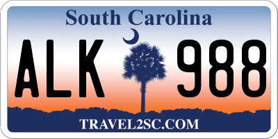 SC license plate ALK988