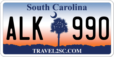 SC license plate ALK990