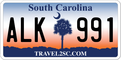 SC license plate ALK991