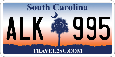 SC license plate ALK995