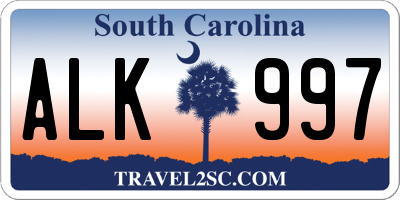 SC license plate ALK997