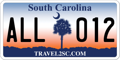 SC license plate ALL012