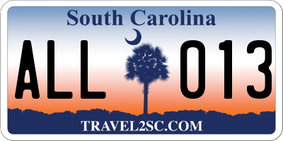 SC license plate ALL013