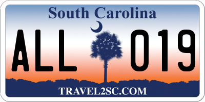 SC license plate ALL019