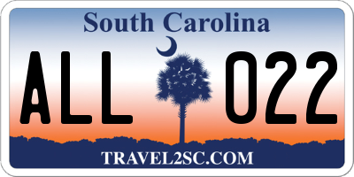 SC license plate ALL022