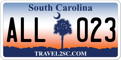 SC license plate ALL023