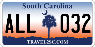 SC license plate ALL032
