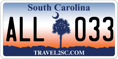 SC license plate ALL033