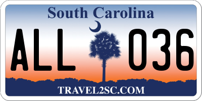 SC license plate ALL036