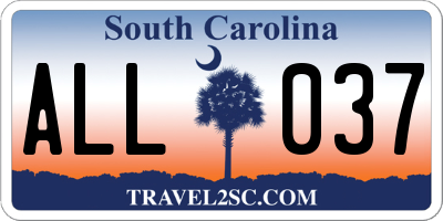 SC license plate ALL037