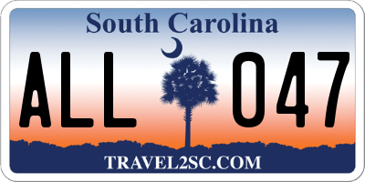 SC license plate ALL047