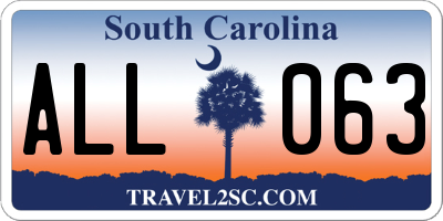 SC license plate ALL063
