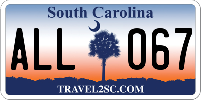 SC license plate ALL067