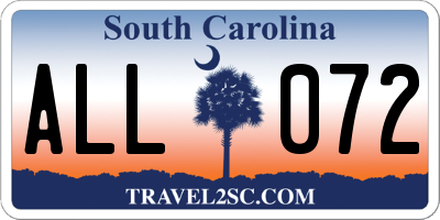 SC license plate ALL072