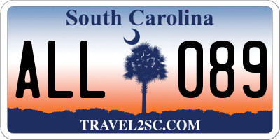 SC license plate ALL089